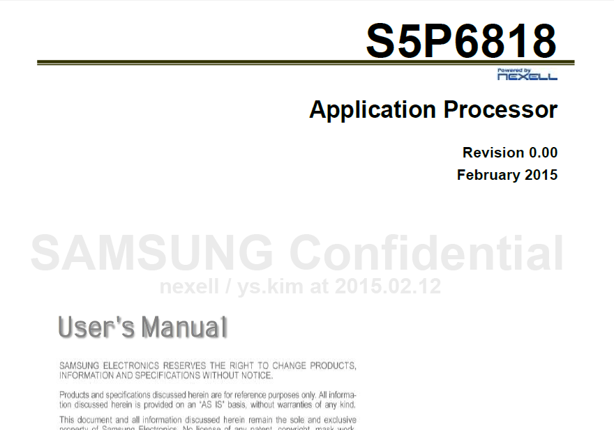Samsung S5p6818 datasheet S5P6818X_Users_Manua
